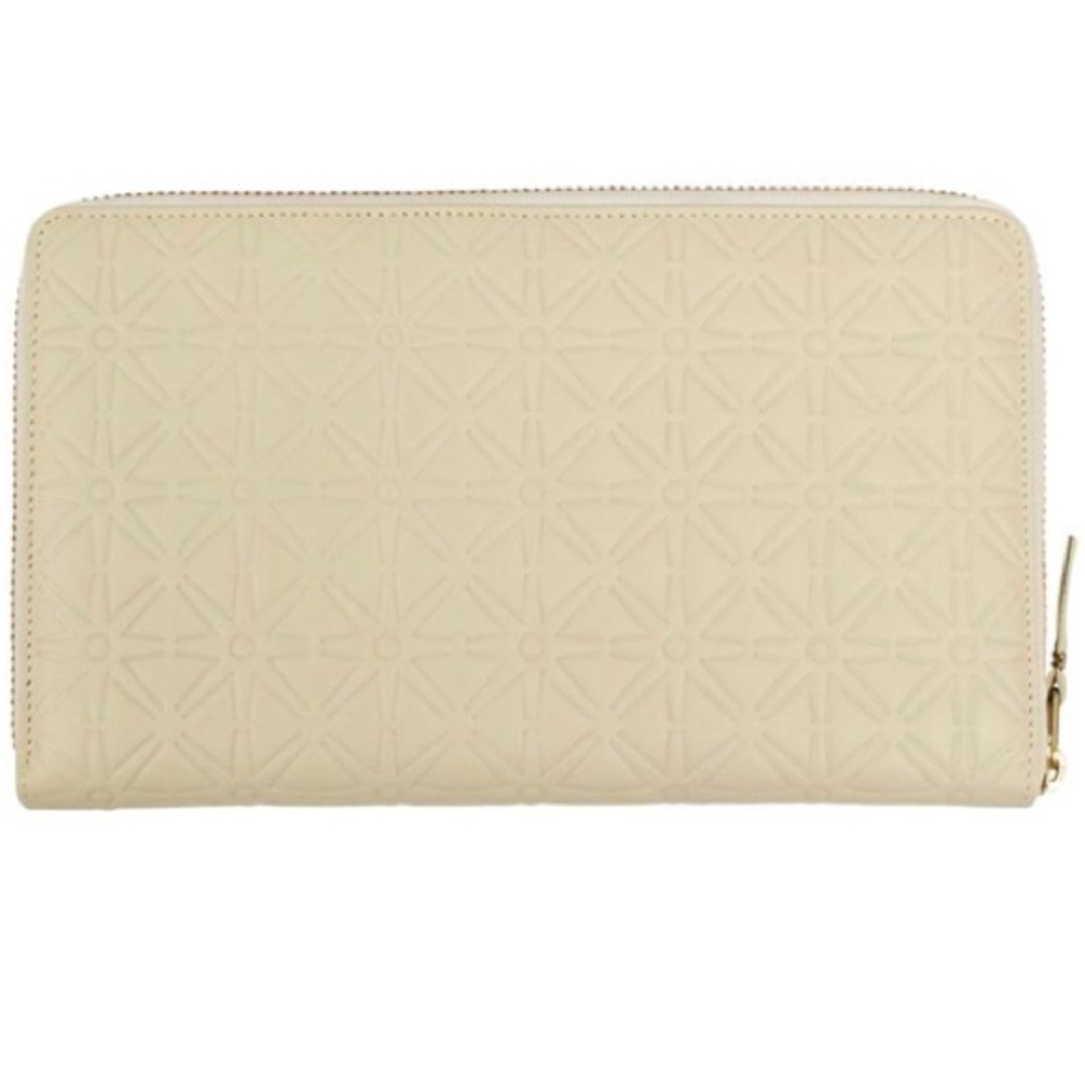 Comme Des Garcons Leather Star Embossed Travel Organizer Wallet Ivory/white